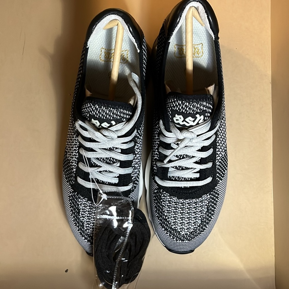 New. ASH Lucky Lace-Up Sneakers. Black Marble